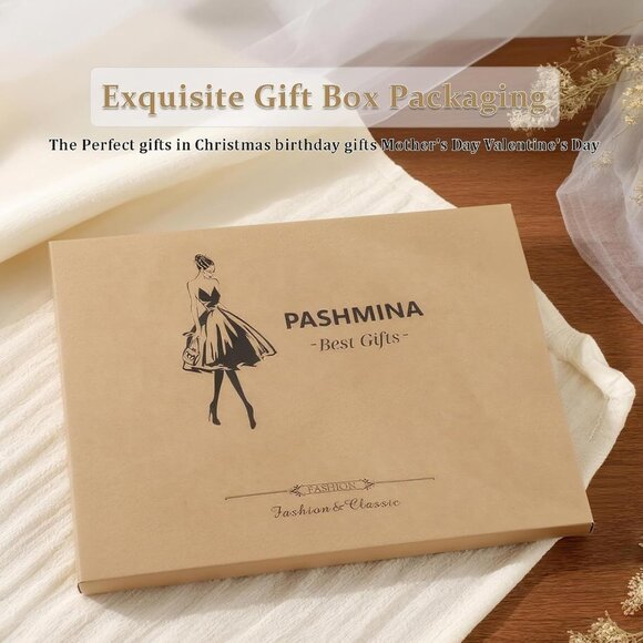 Pashmina Scarf and Shawl - Soft Women Pashminas Wrap for Wedding Evening Party d - Picture 5 of 5